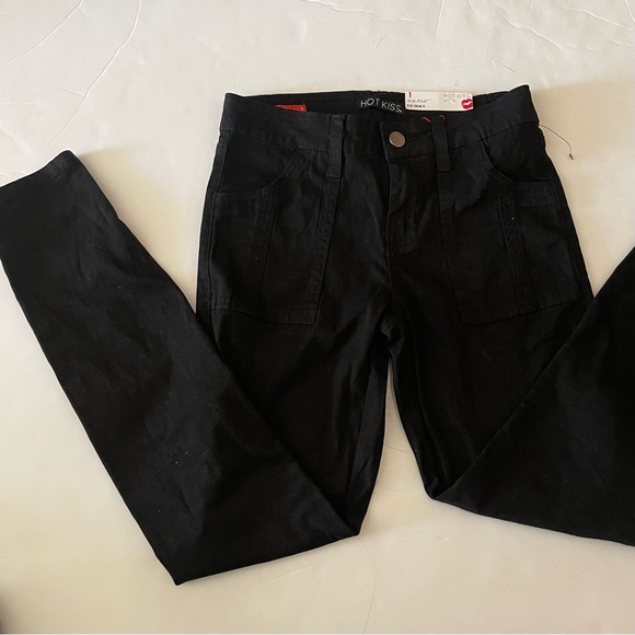 Black Cargo Mid Rise Skinny Jeans - Picture 2 of 6